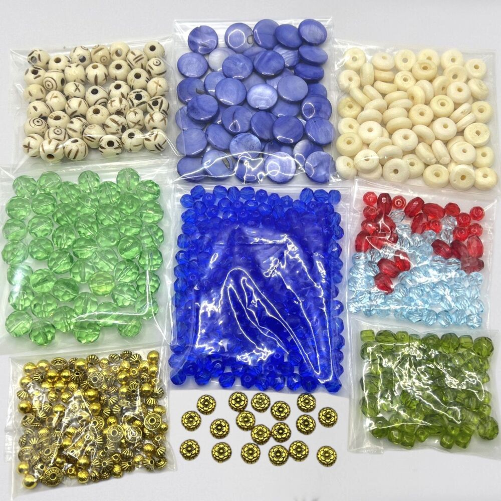 Mix Lot Beads Glass Metal Bone Faceted Carved Variety Jewelry Making DIY Artisan